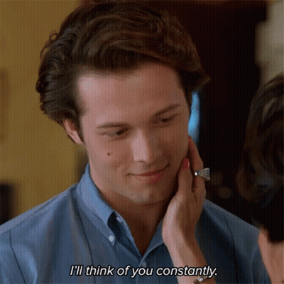 Woman Touching Man's Face I'll Think Of You Constantly GIF