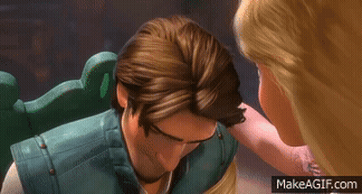 Woman Touching Man's Forehead Cartoon GIF