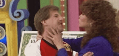 Woman Touching Man's Neck In Front Of 10 Dollars Sign GIF