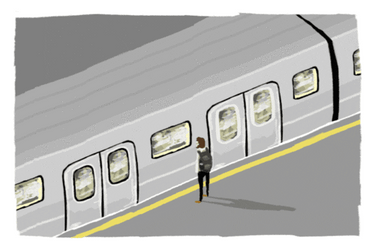 Woman Wait For The Train To Stop GIF