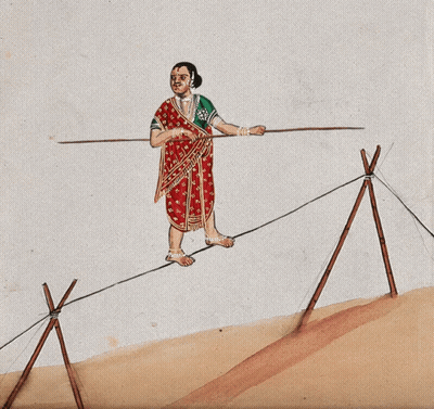 Woman Walking A Tightrope GIF