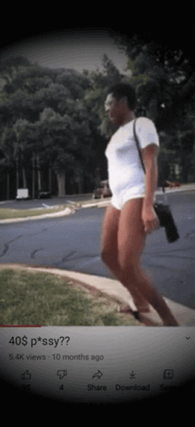 Woman Walking Down Sidewalk With Caption 40 $ P * Ssy ? GIF