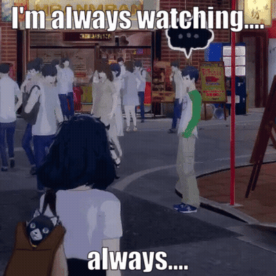 Woman Walking Down Street Saying I'm Always Watching Always GIF