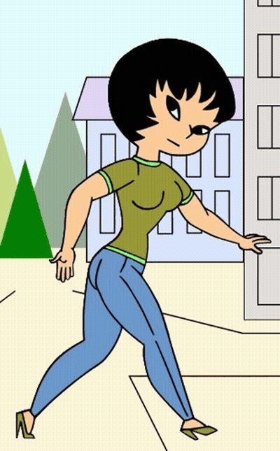 Woman Walking In Front Of Building GIF