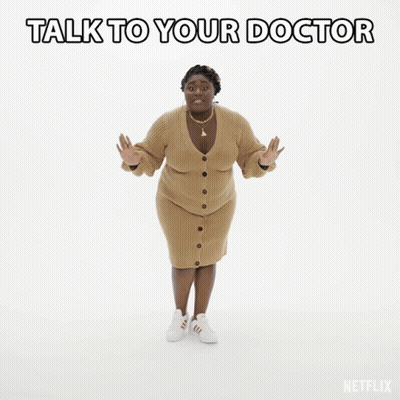 Woman Walking In Tan Sweater Talk To Your Doctor GIF
