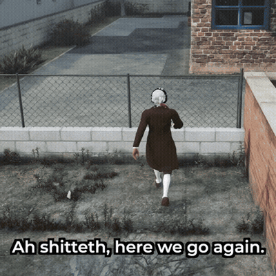 Woman Walking In Video Game Saying Ah Shitteth Here We Go Again GIF