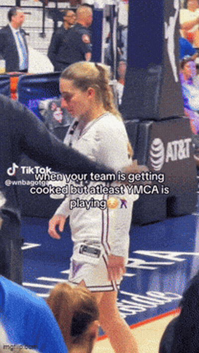 Woman Walking On Basketball Court When Your Team Is Getting Cooked GIF