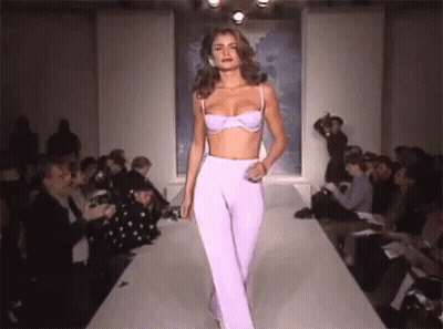 Woman Walking Runway In Bra And Pants GIF