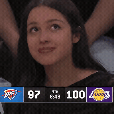 Woman Watching OKC Lakers Game GIF