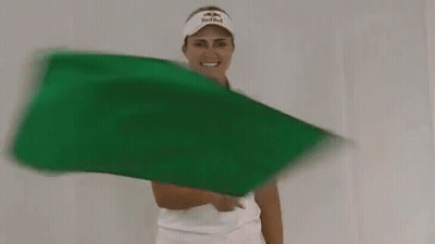 Woman Waving Green Flag GIF