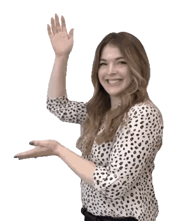 Woman Waving In Polka Dot Shirt Sticker