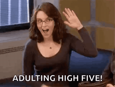 Woman Waving Saying Adulting High Five GIF