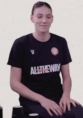 Woman Wearing All The Way Shirt Sitting GIF