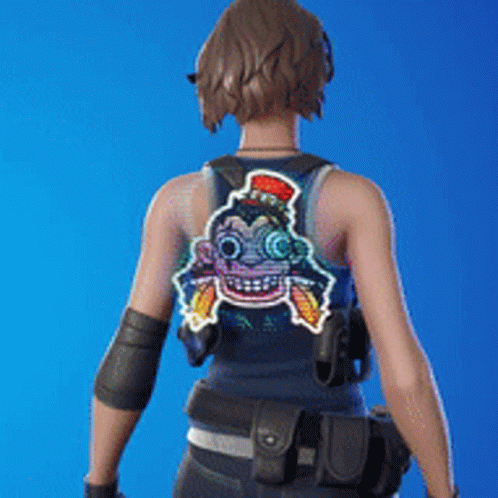 Woman Wearing Backpack With Clown Face GIF