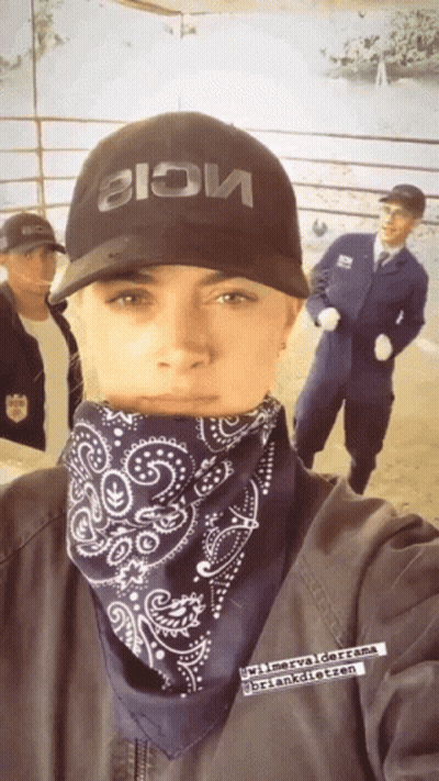 Woman Wearing Bandana And Black Hat GIF