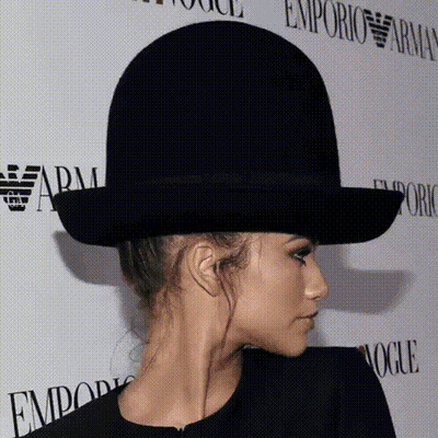 Woman Wearing Black Emporio Armani Hat GIF