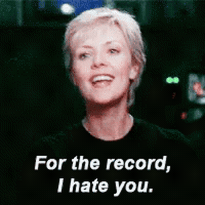 Woman Wearing Black Shirt Saying I Hate You GIF