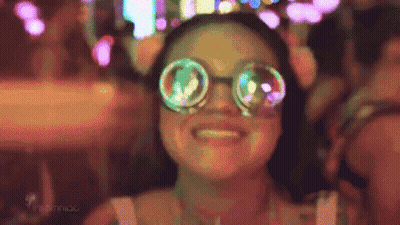 Woman Wearing Bubble Glasses GIF