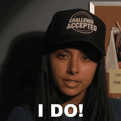 Woman Wearing Challenge Accepted Hat GIF