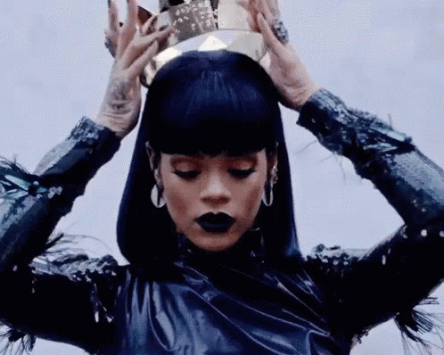 Woman Wearing Crown And Black Lipstick GIF