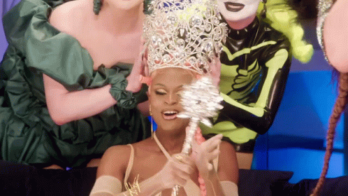 Woman Wearing Crown And Bouquet Of Flowers GIF