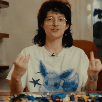 Woman Wearing Eevee T-Shirt GIF