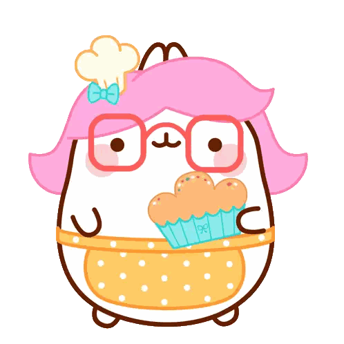 Woman Wearing Glasses And Apron With Cupcake In Mouth GIF