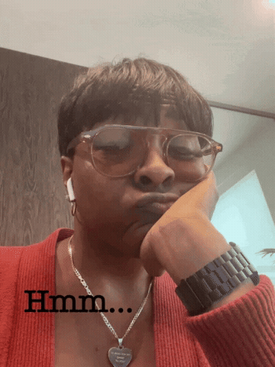 Woman Wearing Glasses And Necklace HMM GIF