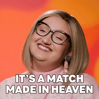 Woman Wearing Glasses And Pink Sweater It's A Match GIF