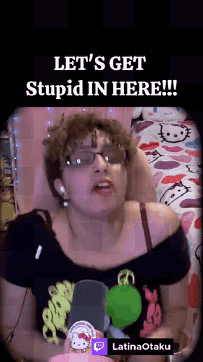 Woman Wearing Glasses Saying Lets Get Stupid GIF