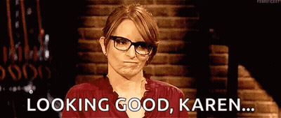 Woman Wearing Glasses Saying Looking Good Karen GIF