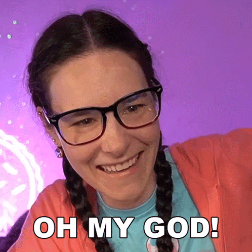Woman Wearing Glasses Smiling With Oh My God GIF