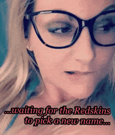 Woman Wearing Glasses Waiting For Redskins To Pick A Name GIF