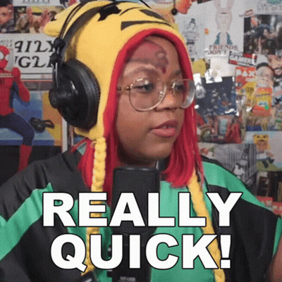 Woman Wearing Headphones And Hat Says Really Quick GIF