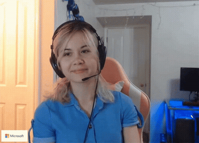 Woman Wearing Headphones And Microsoft Logo GIF