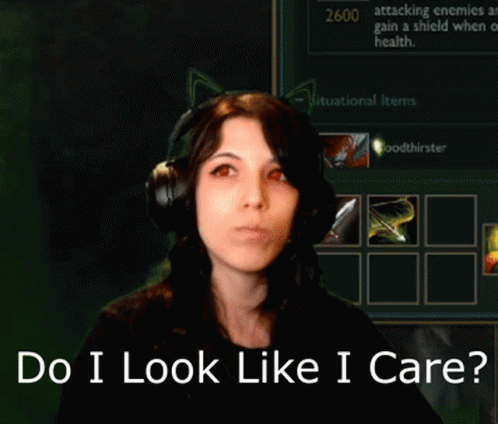 Woman Wearing Headphones Do I Look Like I Care GIF