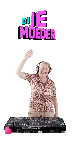 Woman Wearing Headphones Next To DJ Mixer Sticker
