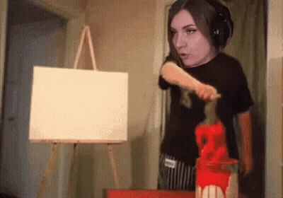 Woman Wearing Headphones Painting GIF