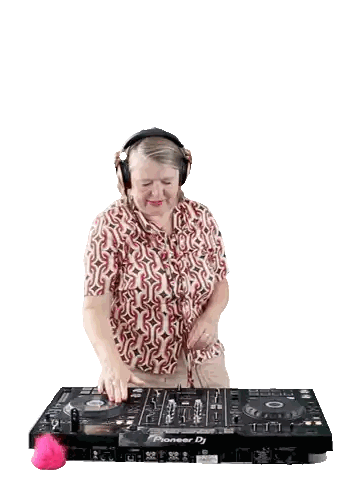 Woman Wearing Headphones Playing Music Sticker