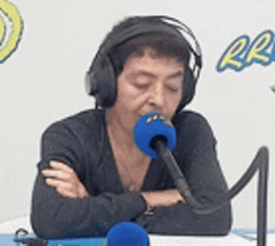 Woman Wearing Headphones Singing GIF