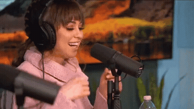 Woman Wearing Headphones Speaking Into Microphone GIF