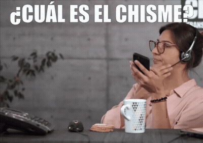 Woman Wearing Headset Looking At Phone Cual Es El Chisme GIF