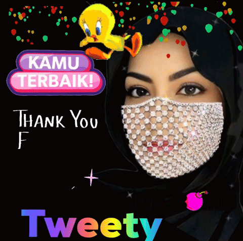Woman Wearing Hijab And Mask With Tweety GIF