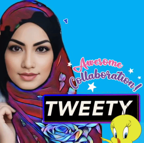 Woman Wearing Hijab With Tweety Behind Her GIF