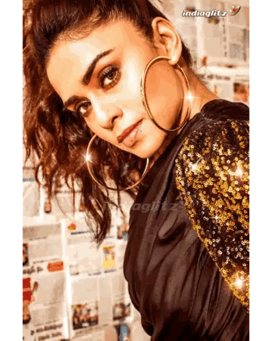 Woman Wearing Hoop Earrings Sticker
