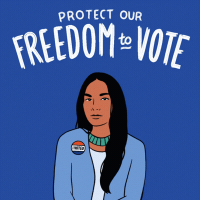 Woman Wearing I Voted Button GIF