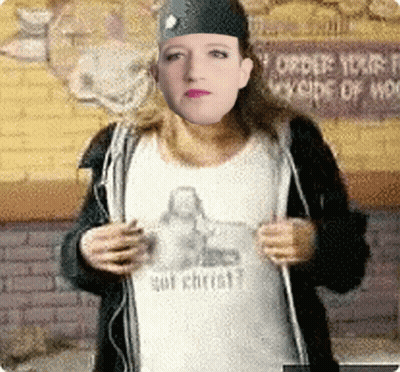 Woman Wearing Jesus Shirt GIF