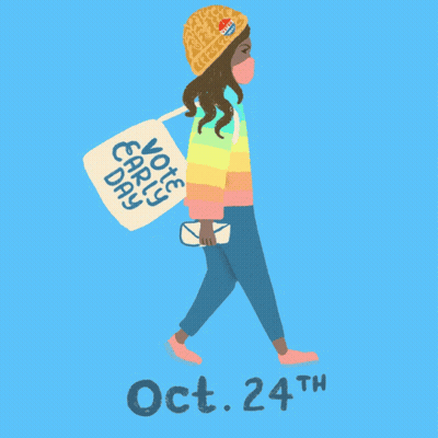 Woman Wearing Mask Carrying Vote Early Day Bag GIF