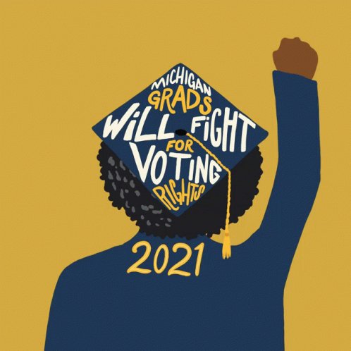 Woman Wearing Michigan Graduation Cap GIF