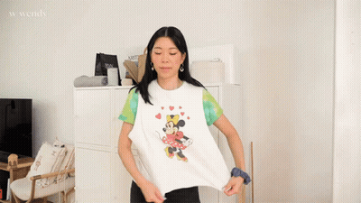 Woman Wearing Minnie Mouse T-Shirt GIF